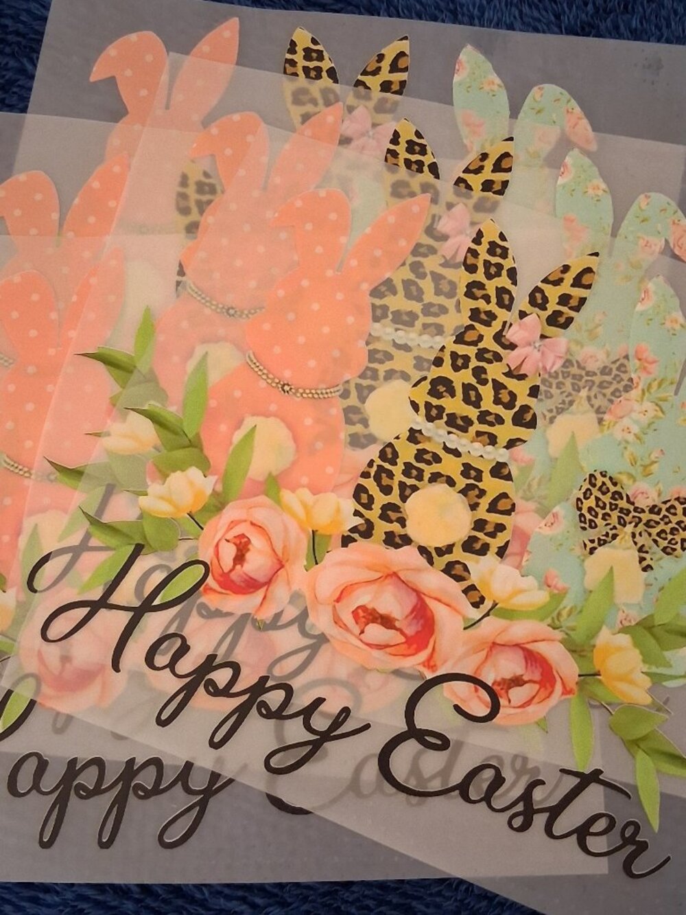 3 Bunnies Happy Easter DTF Heat Transfers